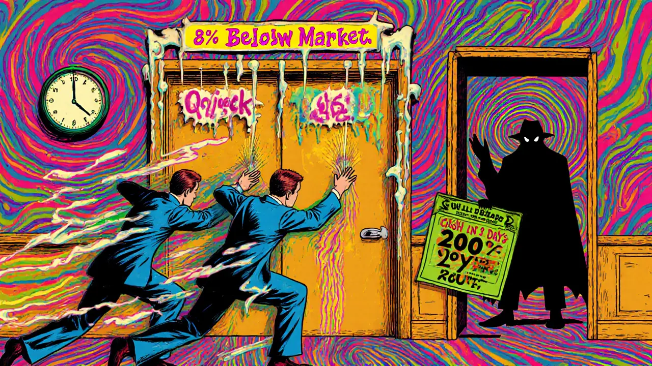 Аукцион в подъезде: три покупателя борются за быструю продажу с плавающими часами.