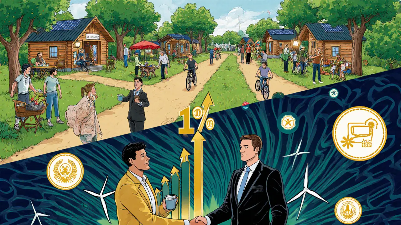 Экопоселок с туристами и инвестором, растущая доходность 12% в ярком стиле