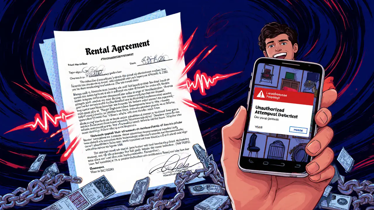 Подписанный договор с фото имущества и уведомление о попытке мошенничества.