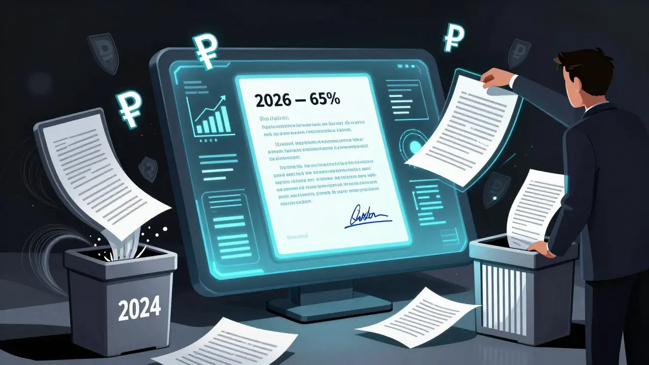 Электронный контракт с цифровой подписью и растущей долей онлайн-сделок.