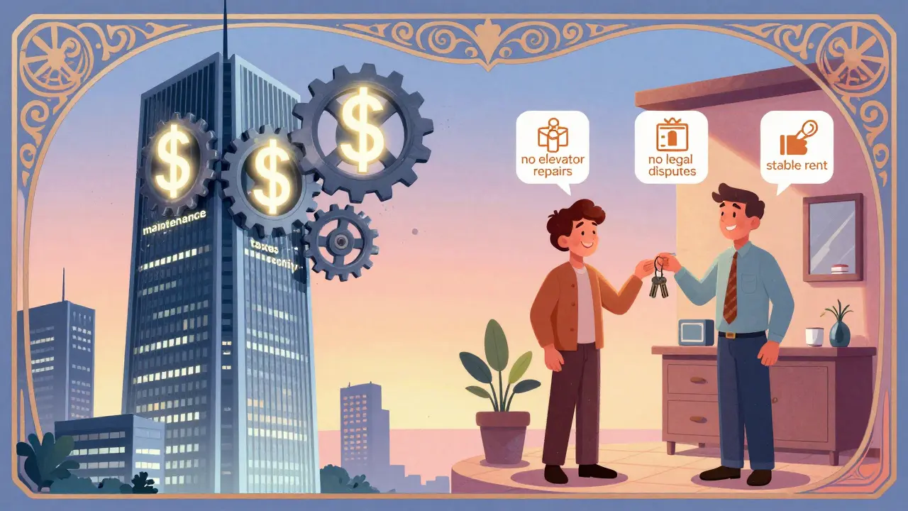 Сравнение коммерческой и жилой недвижимости: один объект поглощается расходами, другой — спокойной арендой.