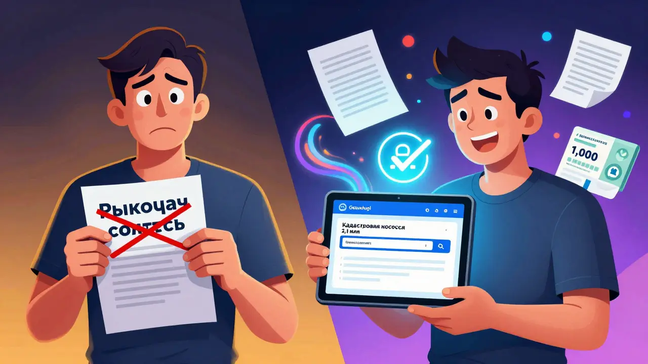 Сравнение ошибки: рыночная стоимость vs кадастровая, показанное в психоделическом стиле с подсветкой правильного выбора.