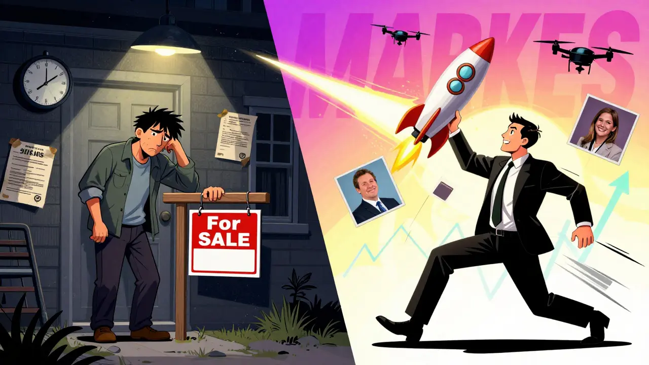 Два мира: один — безрезультатная продажа, другой — агент с фото и дронами, запускающий сделку в успех.