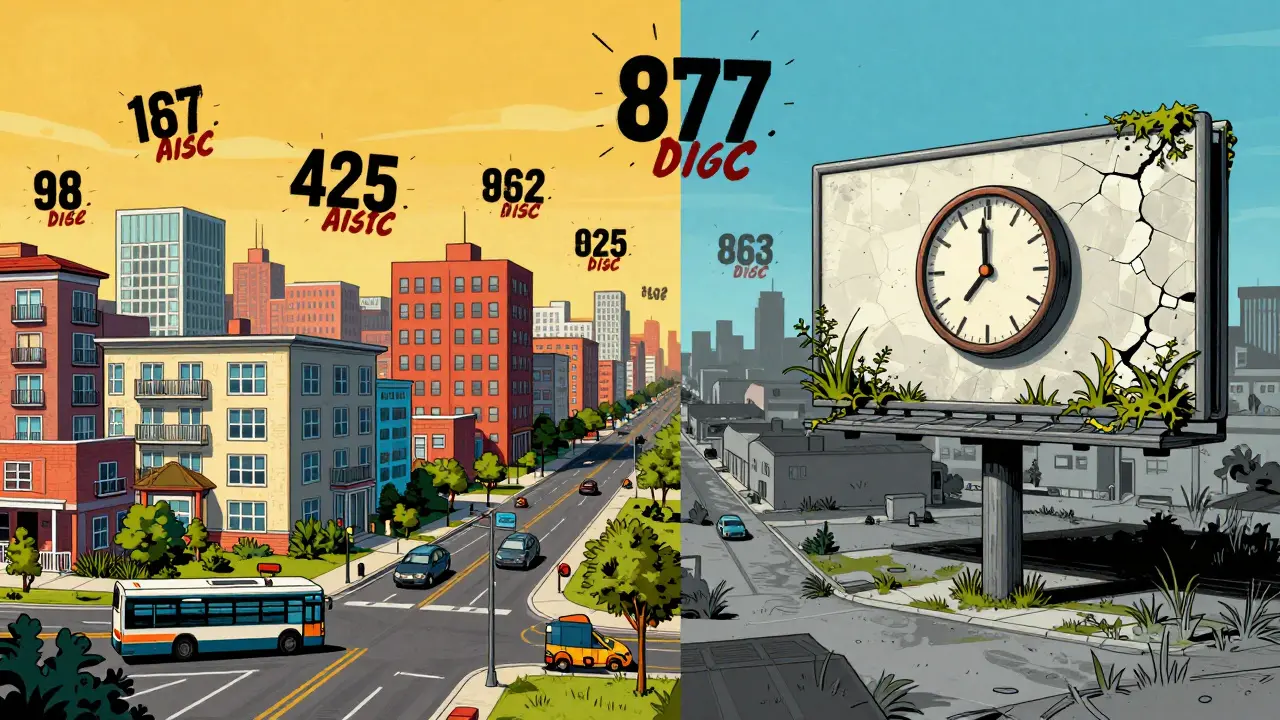 Два района города: один живой и доступный, другой заброшенный с непроданной квартирой.