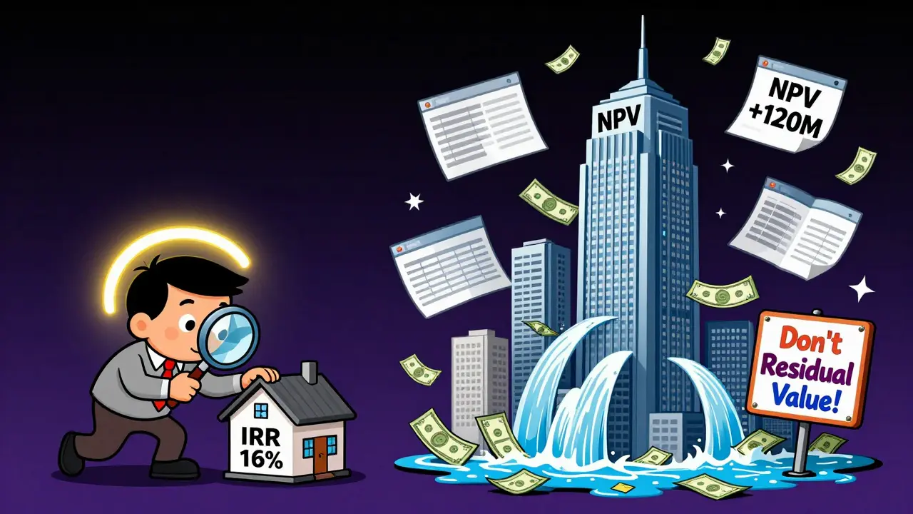 Маленький проект с высоким IRR против огромного здания с высоким NPV, с формулами Excel.