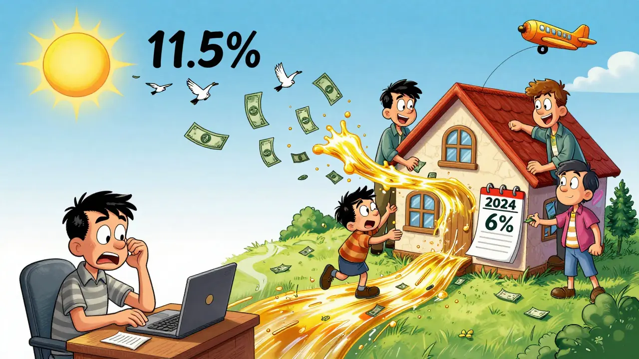 Слева — стресс от высоких платежей, справа — семья радуется экономии на ипотеке под 6%.