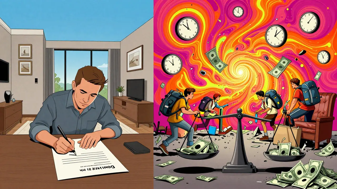 Сравнение долгосрочной и краткосрочной аренды: спокойный договор против хаотичного потока гостей.