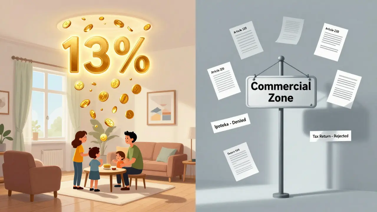 Уютная квартира с падающими золотыми монетами 13%, рядом — мрачные апартаменты с отказами в вычете