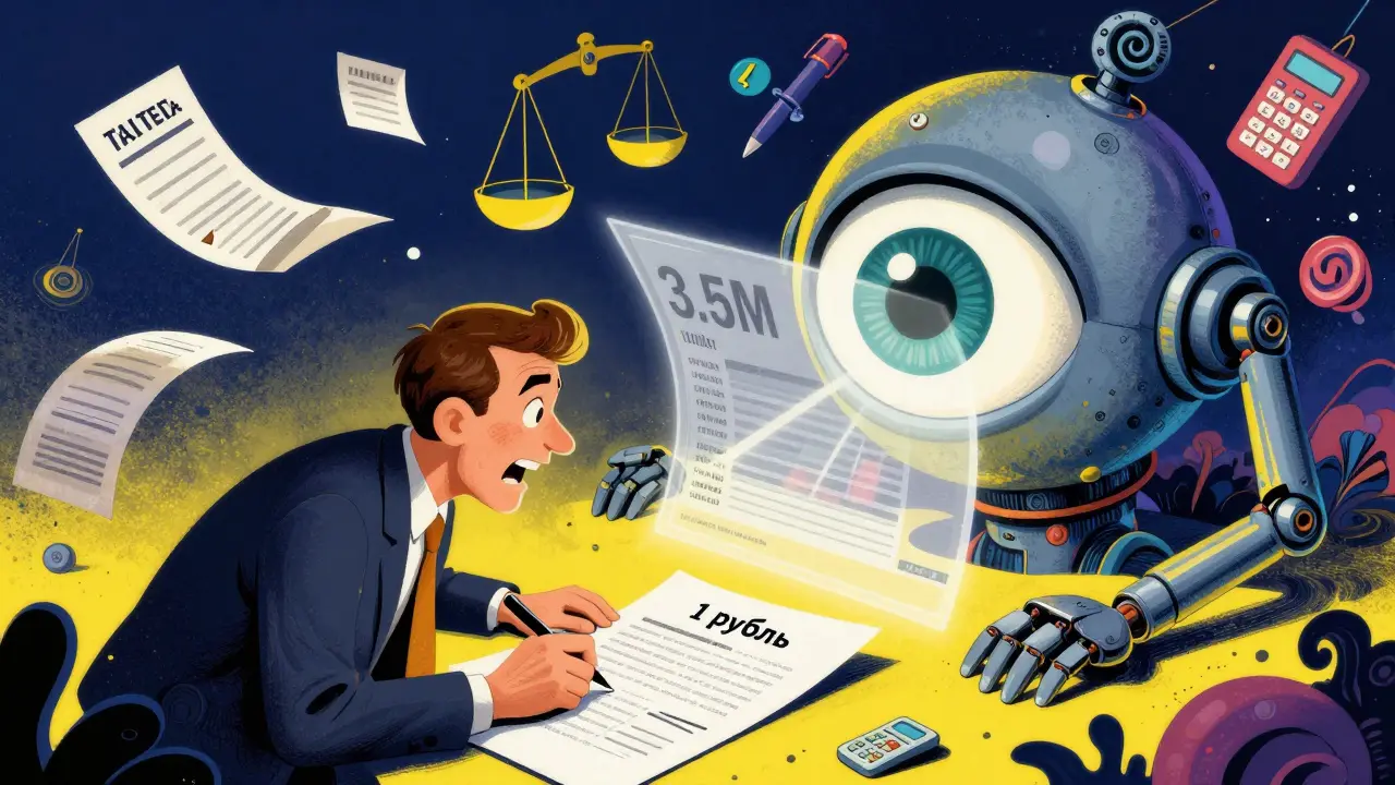 Человек пытается продать квартиру за 1 рубль, но налоговая система показывает реальную кадастровую стоимость.