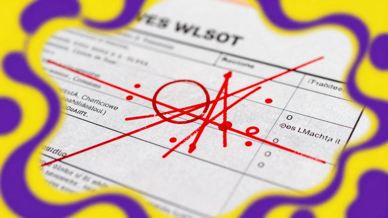 Магнифицированный кредитный отчет с красными ошибками и абстрактными узорами