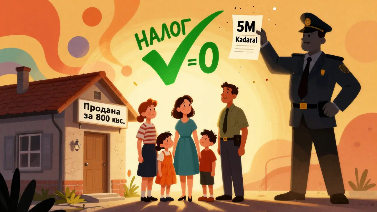 Семья радуется, продав квартиру за 800 тысяч рублей, налог равен нулю.