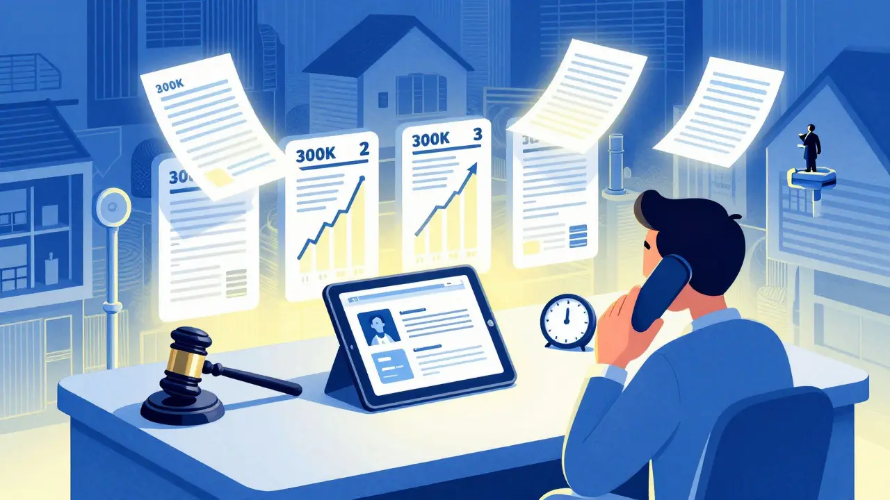 Страховщик оценивает ущерб через планшет, рядом — полисы с разными лимитами ответственности.