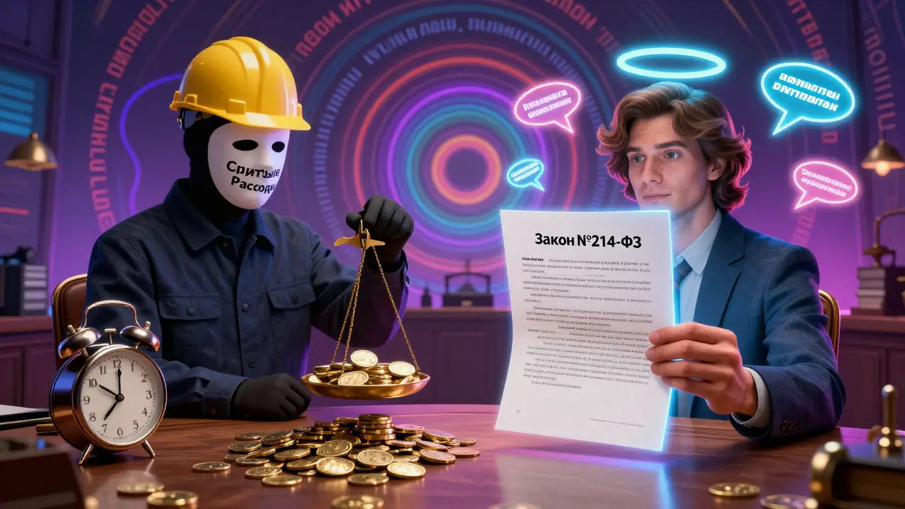 Судебная сцена с контрактом против денег и часов, с гарантиями как ореолами