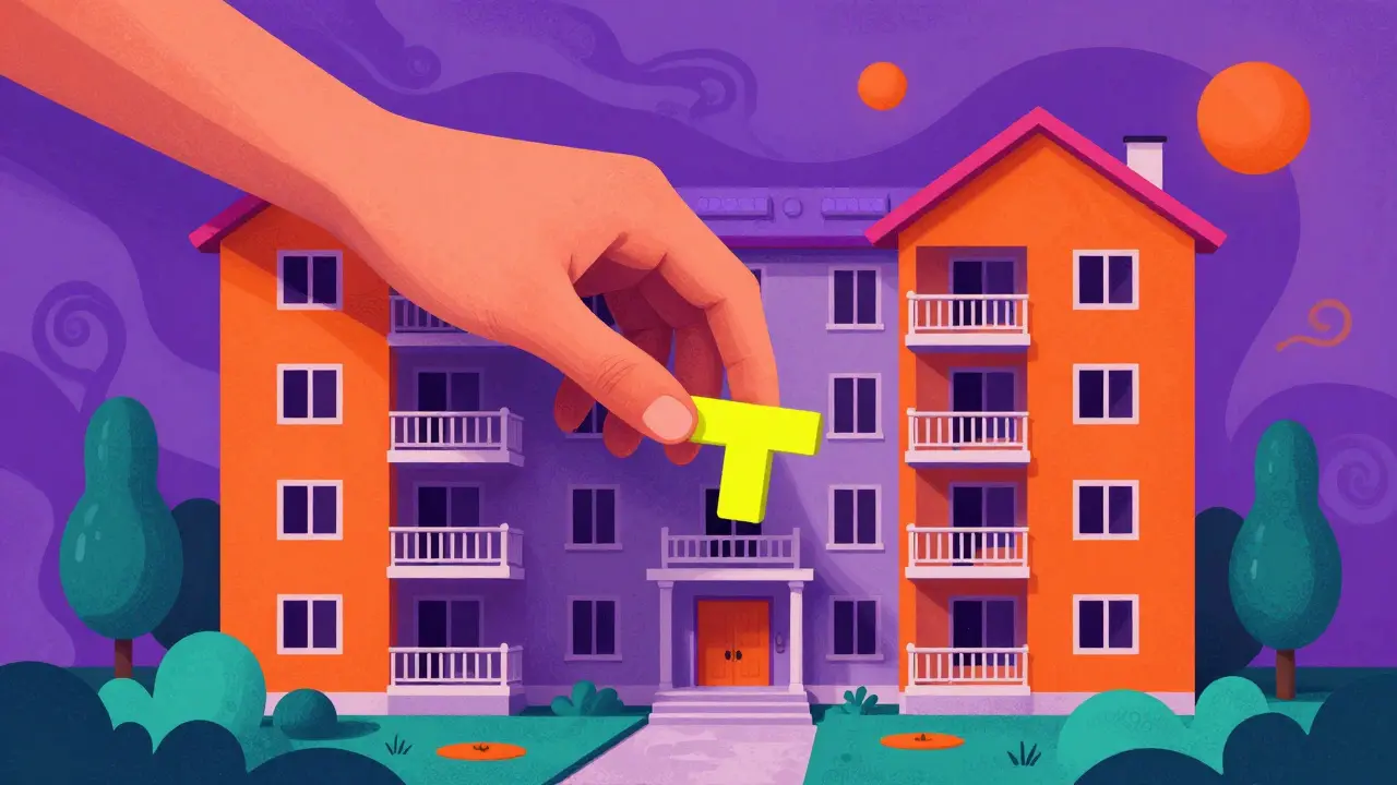 Абстрактное разделение квартиры на доли в ярких органических формах