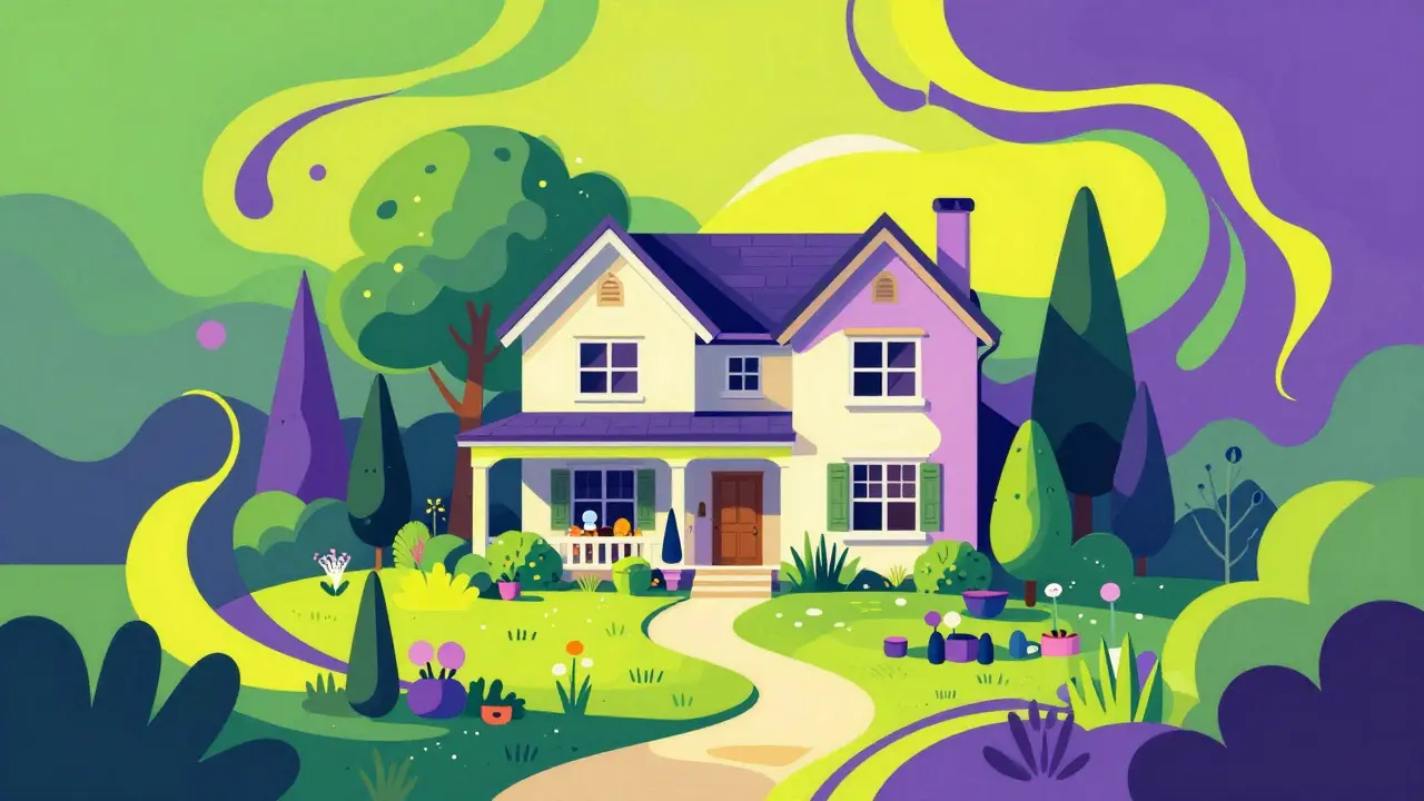 Готовый уютный дом в окружении калейдоскопического сада