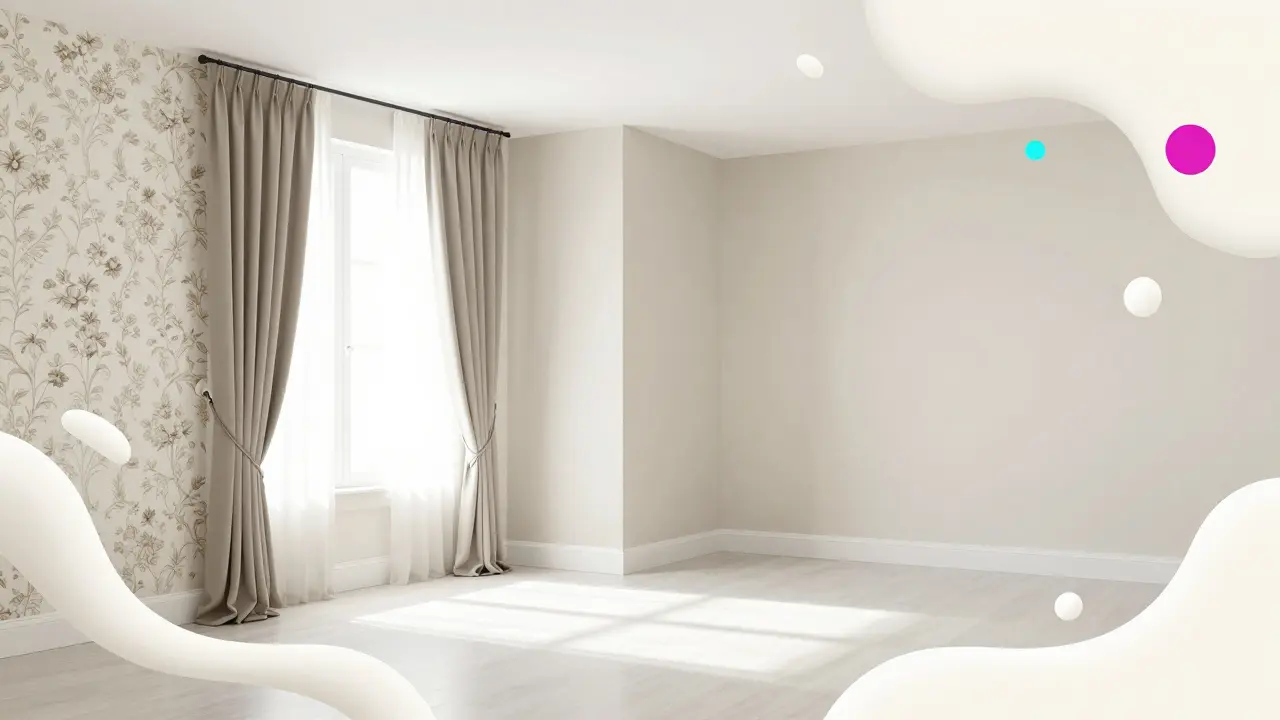 Иллюстрация процесса косметического ремонта и обновления стен в комнате