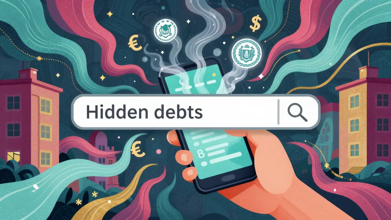 Поиск долгов через смартфон с потоками цифровых данных в стиле Уэса Уилсона