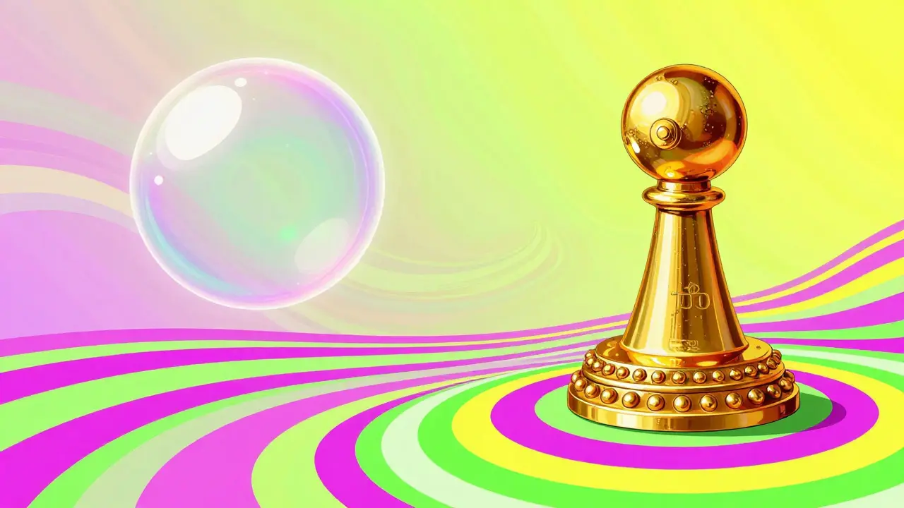 Стилизованное сравнение аванса в виде пузыря и задатка в виде тяжелой золотой печати