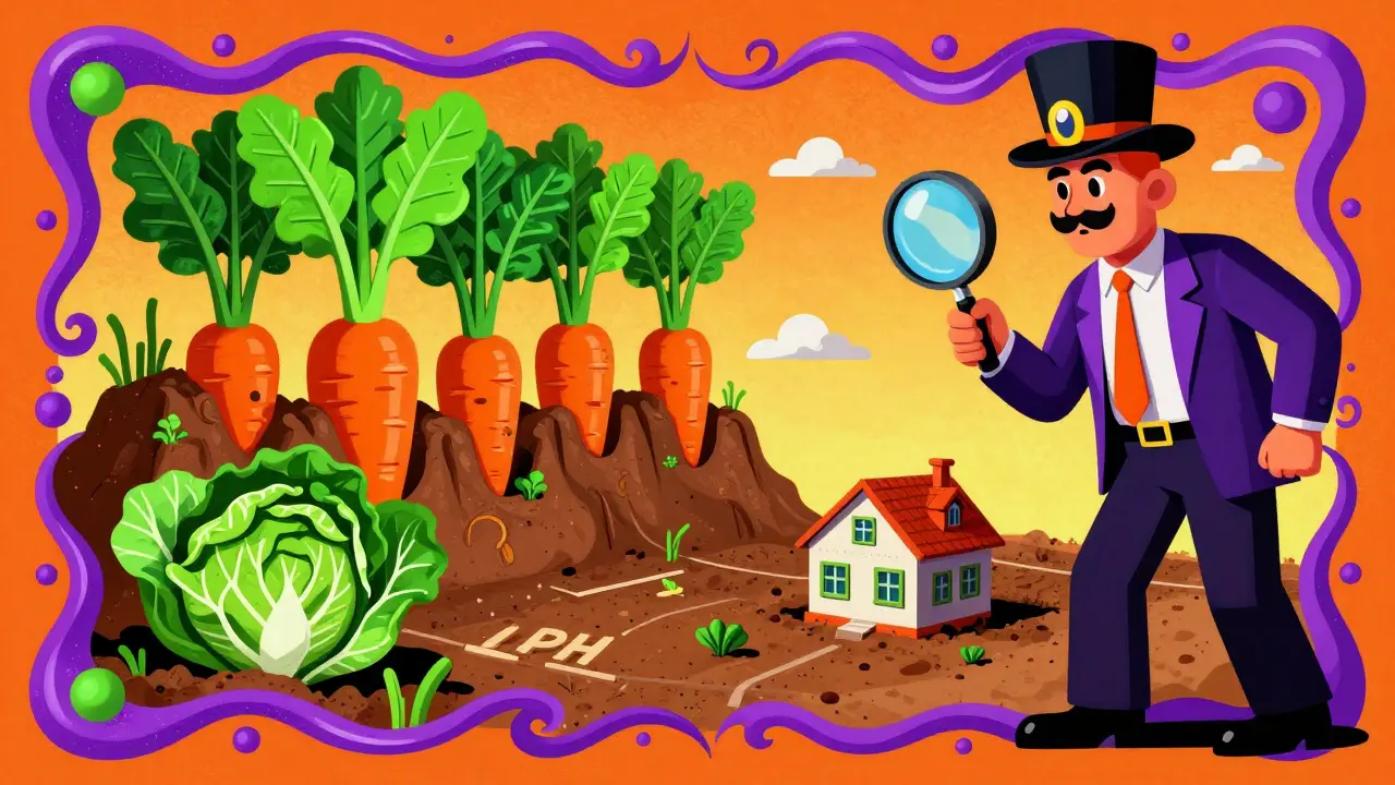 Сюрреалистичный образ сельскохозяйственного участка с гигантскими овощами в стиле Веса Уилсона