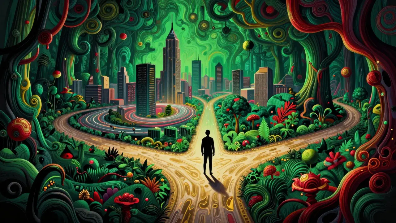 Выбор между городским центром и экологически чистым лесом в стиле Уэса Уилсона