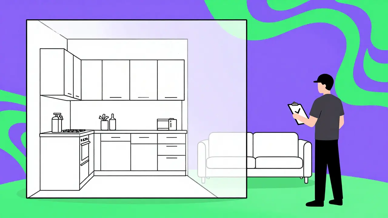 Схематичное изображение перепланировки квартиры с инспектором