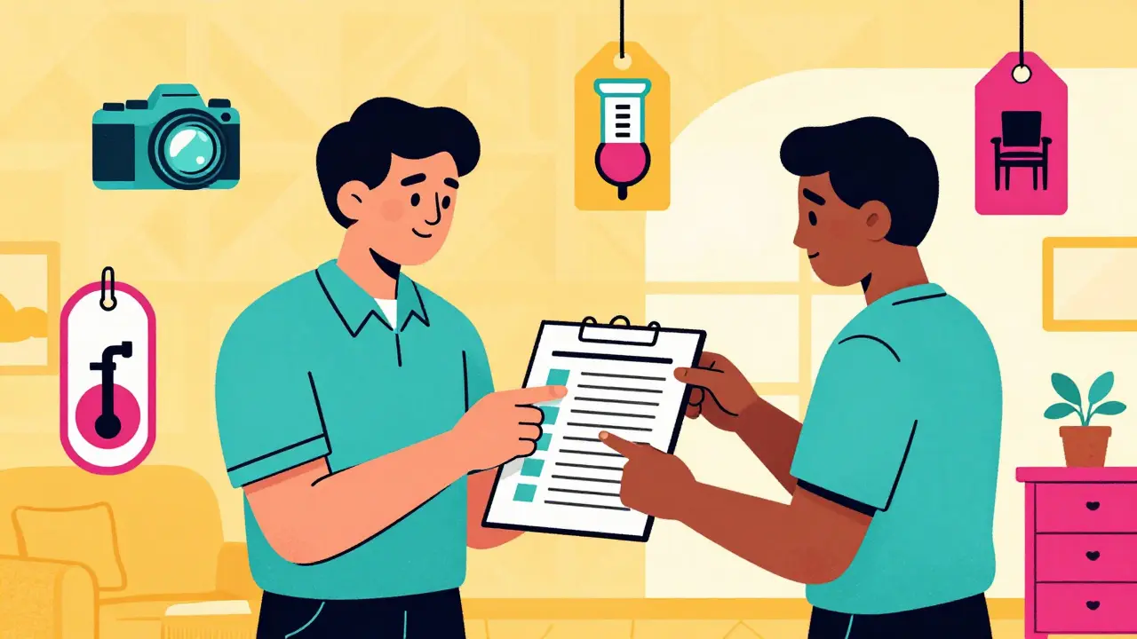 Проверка квартиры арендодателем и арендатором с актом приема-передачи