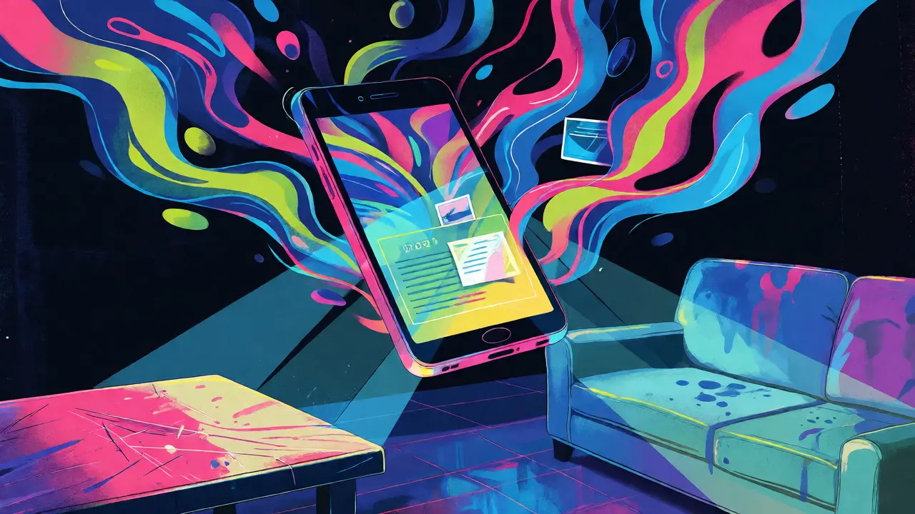 Цифровая фиксация состояния жилья через смартфон в психоделическом стиле